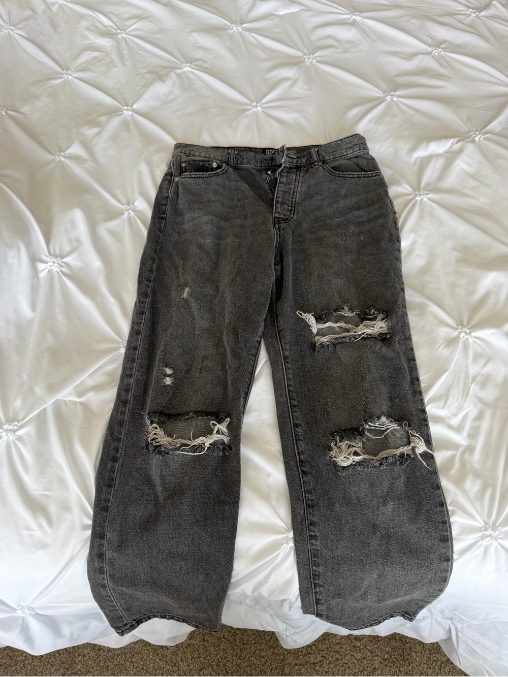 BDG Women's Distressed Charcoal Boyfriend Jeans